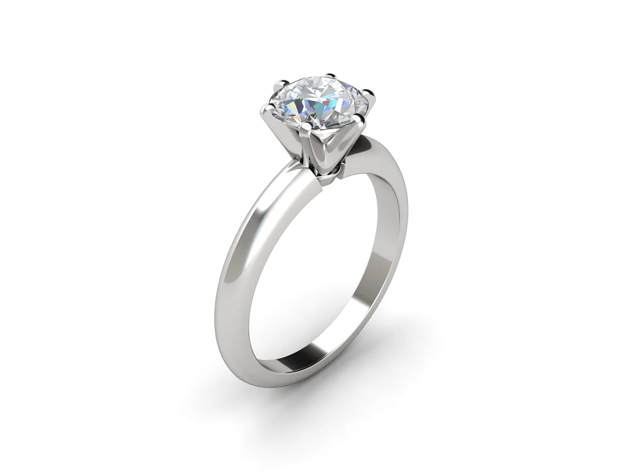 Classic solitaire engagement ring Tiffany, with a round diamond in platinum